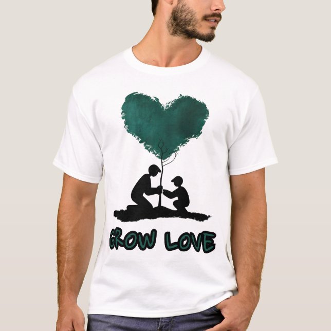 T-shirt Illustration d'arbre d'amour en croissance, forme  (Devant)