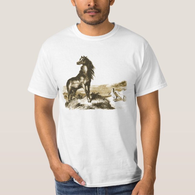 T-shirt Illustration d'art de poney de Chincoteague (Devant)