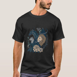 T-shirt Illustration d'art floral de feuillage de lion sur