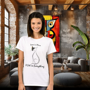T-shirt Illustration d'art linéaire minimaliste de chat av