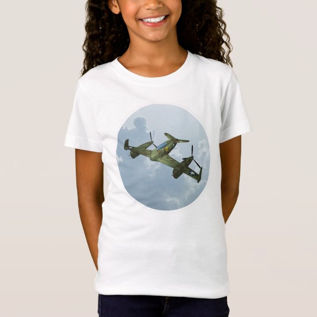 T-Shirt Illustration d'aviation militaire de vol de warbir (Devant)
