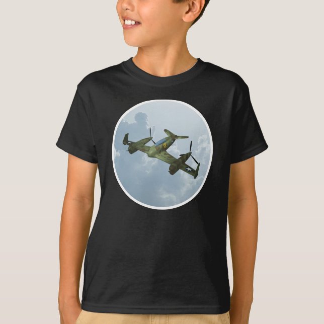 T-shirt Illustration d'aviation militaire de vol de warbir (Devant)