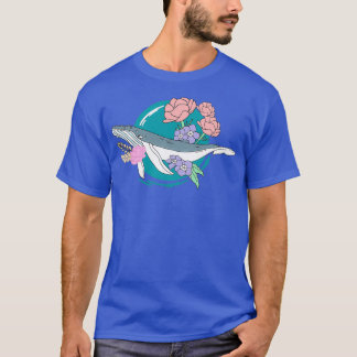 T-shirt Illustration de baleine florale T