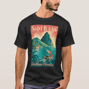 T-shirt Illustration de bateau à Sainte-Lucie Art de voyag