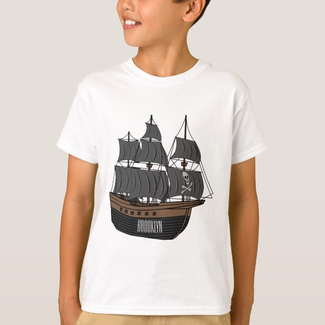 T-shirt Illustration de bateau pirate (Devant)