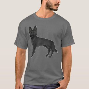 T-shirt Illustration de Berger Allemand noir de troupeau