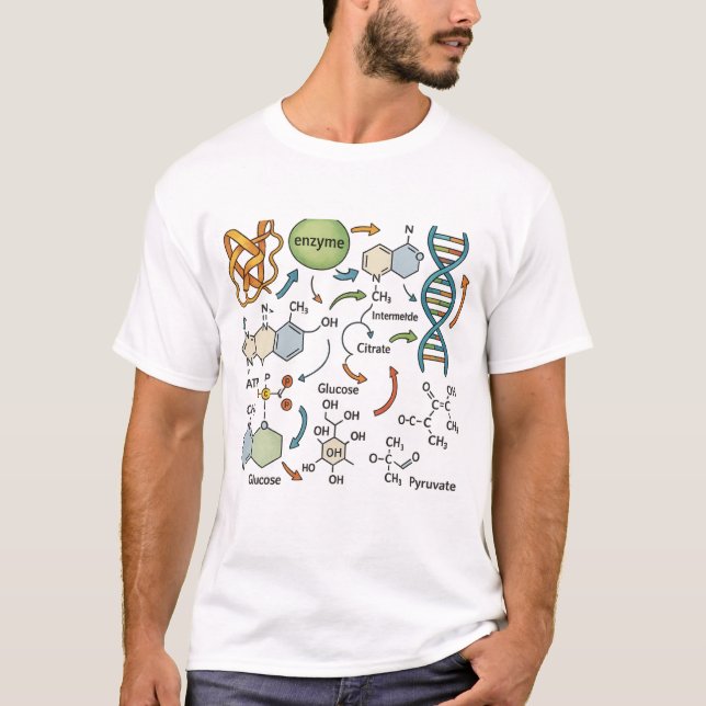 T-shirt Illustration de biochimie avec structure moléculai (Devant)