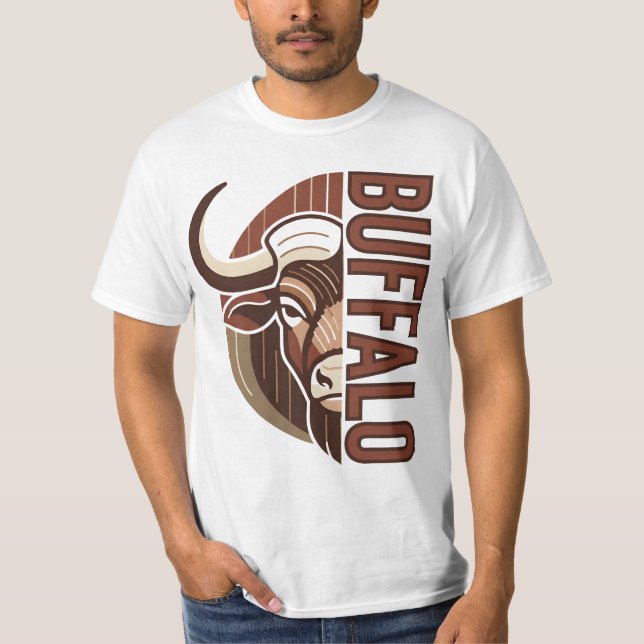 T-shirt illustration de bison avec conception de tee à fau (Devant)