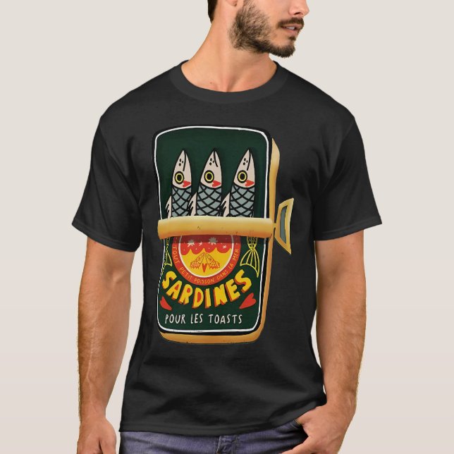 T-shirt Illustration de boîte de sardines rétro (Devant)