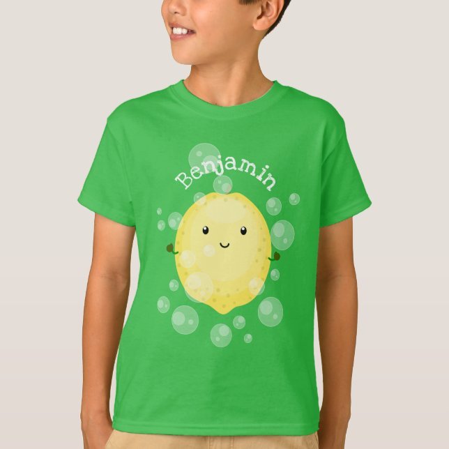 T-shirt Illustration de bulles de caricatures de citron mo (Devant)