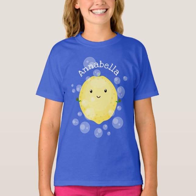 T-shirt Illustration de bulles de caricatures de citron mo (Devant)