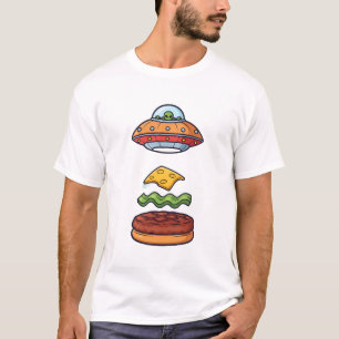 T-shirt Illustration de burger OVNI Alien avec des couches