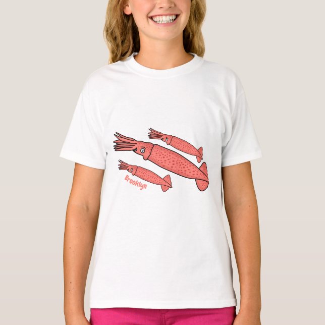 T-shirt Illustration de calamar rose (Devant)