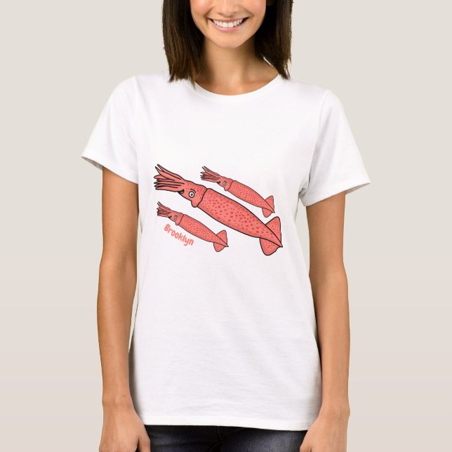 T-shirt Illustration de calamar rose (Devant)