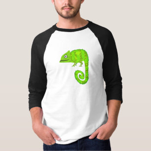 T-shirt Illustration de caméléon vert mignon Reptile tropi