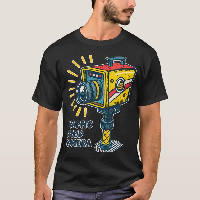 T-shirt Illustration de caméra de vitesse de circulation d (Devant)