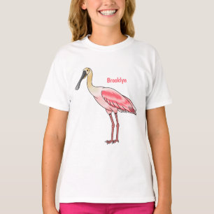 T-shirt Illustration de cartoon d'oiseau spatule rosée