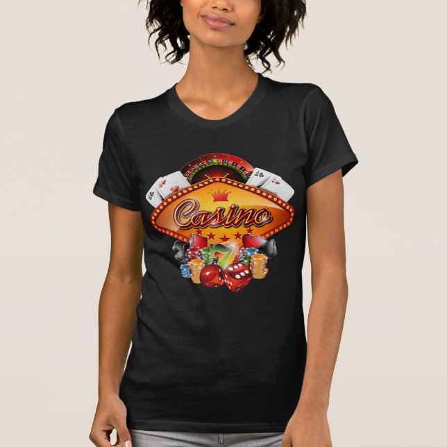 T-shirt Illustration de casino avec les éléments de jeu (Devant)