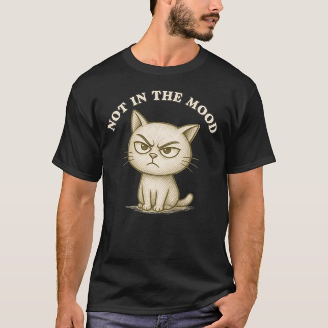 T-shirt Illustration de chat à l'attitude minimale pas d'h (Devant)