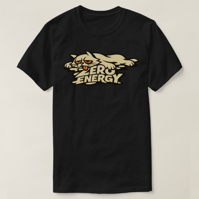T-shirt Illustration de chat amusant à énergie zéro qui fo (Design devant)