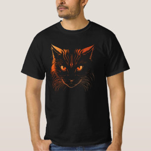 T-shirt Illustration de chat aux yeux orange féroces