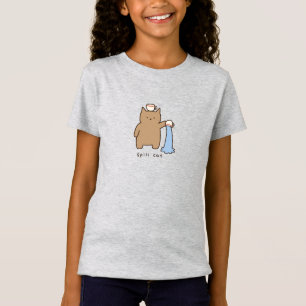 T-Shirt Illustration de chat brun kawaii qui renverse de l