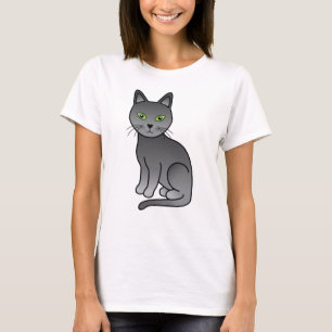 T-shirt Illustration de chat de dessin animé mignon bleu r