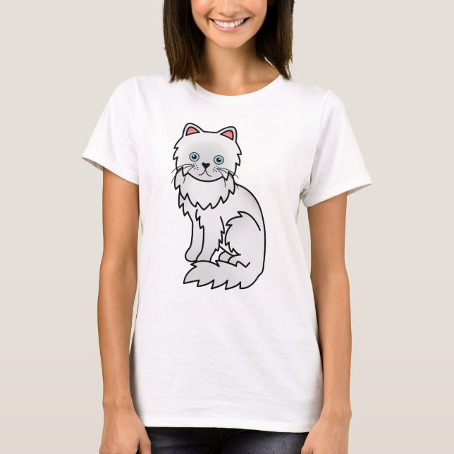T-shirt Illustration de chat de dessin animé mignon persan (Devant)