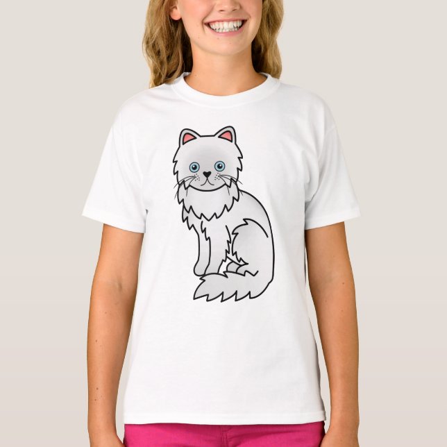 T-shirt Illustration de chat de dessin animé mignon persan (Devant)