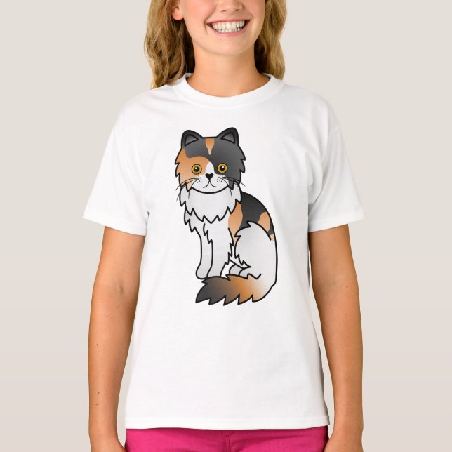 T-shirt Illustration de chat de dessin animé mignon persan (Devant)