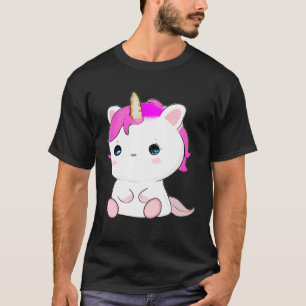 T-shirt Illustration de chat de la licorne de l'axe mignon