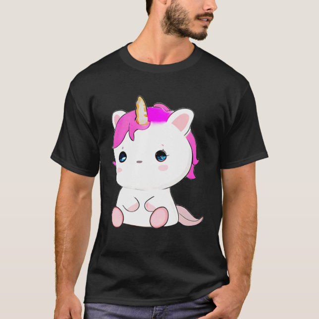 T-shirt Illustration de chat de la licorne de l'axe mignon (Devant)