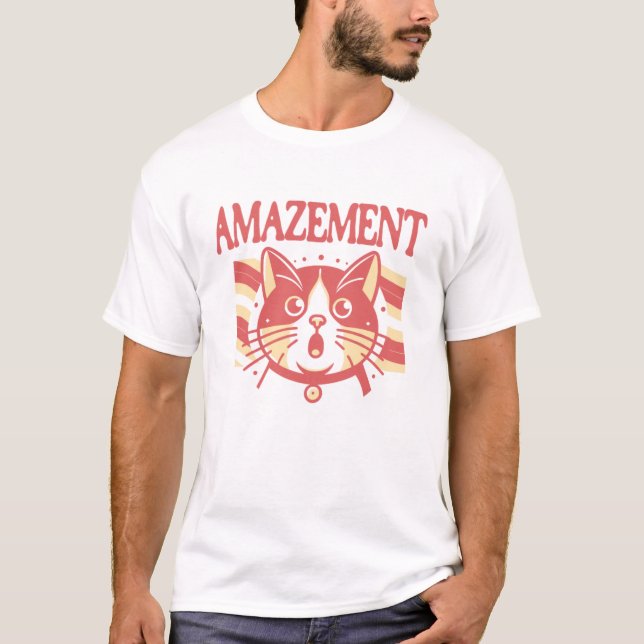 T-shirt Illustration de chat étonné Design mignon et expre (Devant)