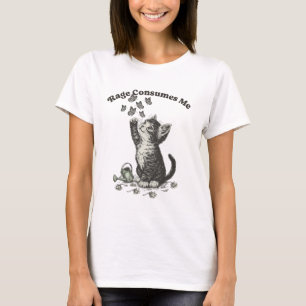 T-shirt Illustration de chat gothique - La rage me consume