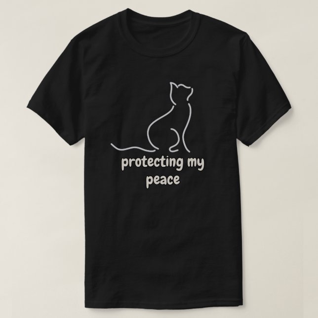 T-shirt Illustration de chat Minimal Protégeant Ma Paix (Design devant)