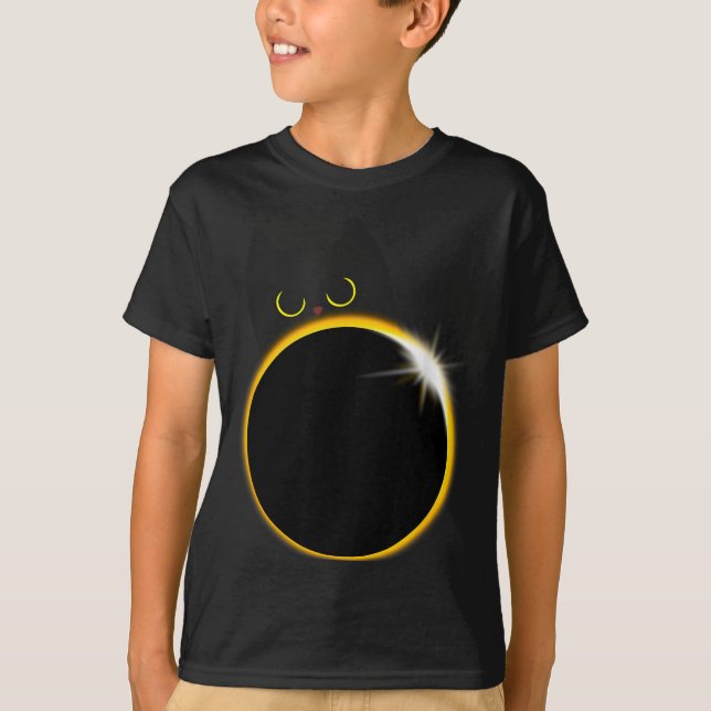 T-shirt Illustration de chat noir amateur d'éclipse solair (Devant)