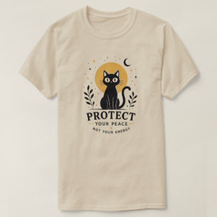 T-shirt Illustration de chat noir Céleste Protégez Votre P