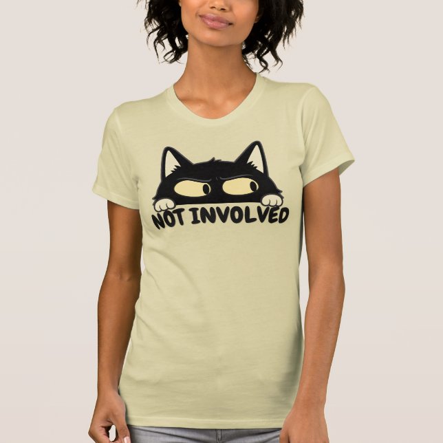 T-shirt Illustration de chat noir drôle non impliqué (Devant)