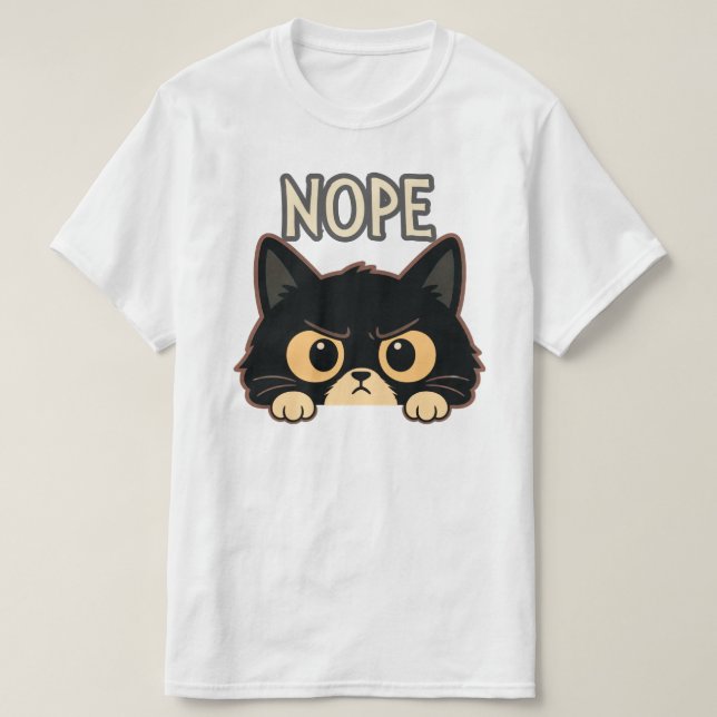 T-shirt Illustration de chat noir drôle qui ne regarde pas (Design devant)