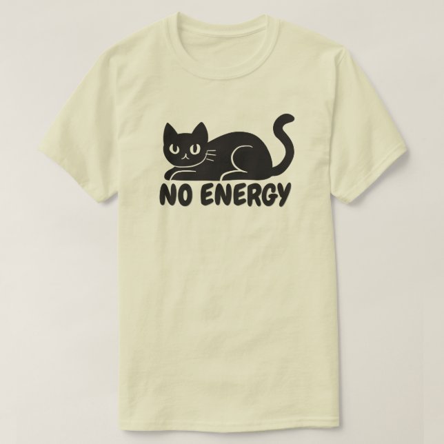 T-shirt Illustration de chat noir drôle sans énergie (Design devant)