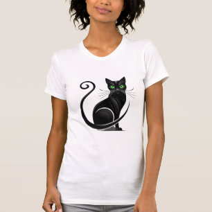 T-shirt Illustration de chat noir fantaisiste