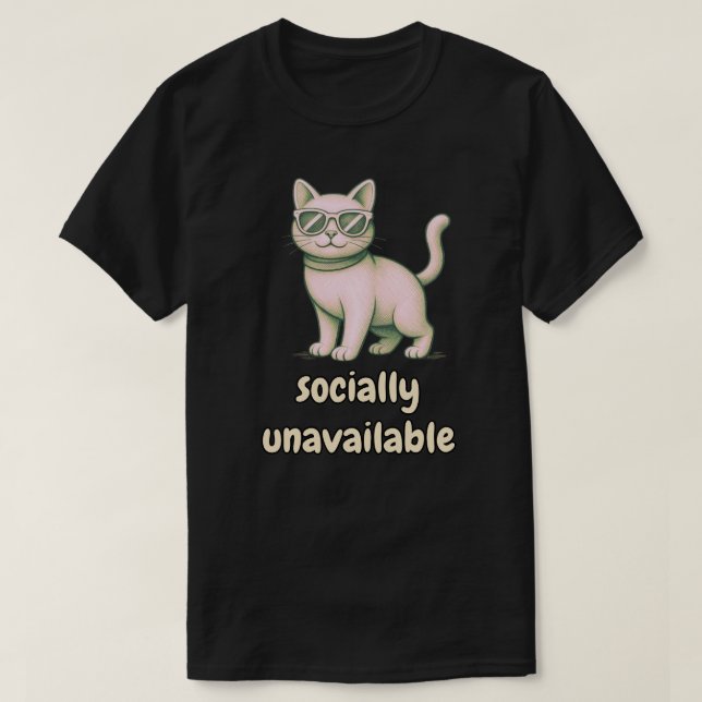 T-shirt Illustration de chat socialement indisponible mini (Design devant)