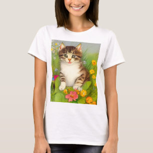 T-shirt Illustration de chat souriant vintage