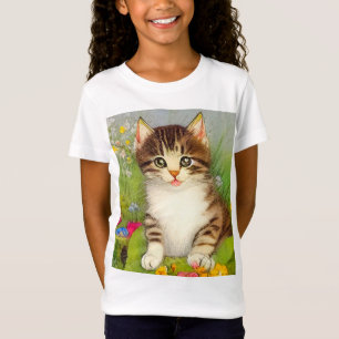 T-Shirt Illustration de chat souriant vintage