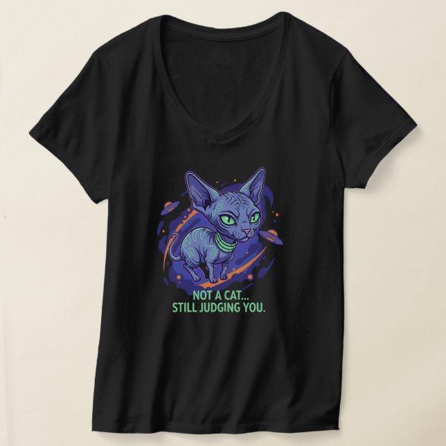 T-shirt Illustration de chat Sphynx alien humour sci-fi (Poser)