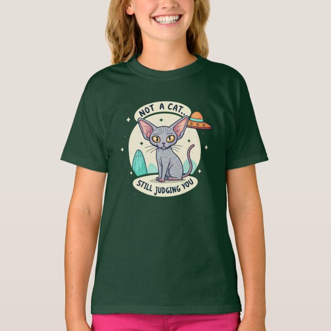 T-shirt Illustration de chat Sphynx OVNI Sarcastique (Devant)