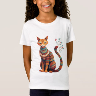T-Shirt Illustration de chat tribal bohème Design d'art fo