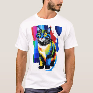 T-shirt Illustration de chat vibrant dans le style de l'ar