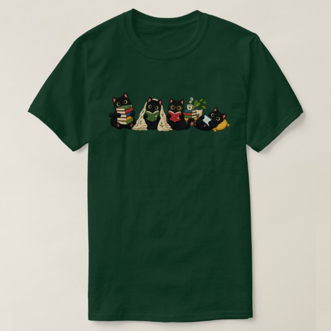 T-shirt Illustration de chats noirs mignons et confortable (Design devant)