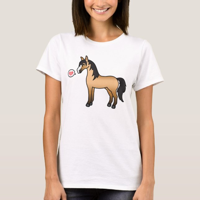 T-shirt Illustration de cheval Buckskin - Amour de cheval (Devant)